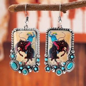 🤠 Western Cowboy Rodeo Turquoise Dangle Earrings